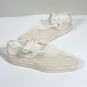 Loeffler Randall Rita Netted Mary Jane Flat White 10 Mesh Breathable Summer NEW